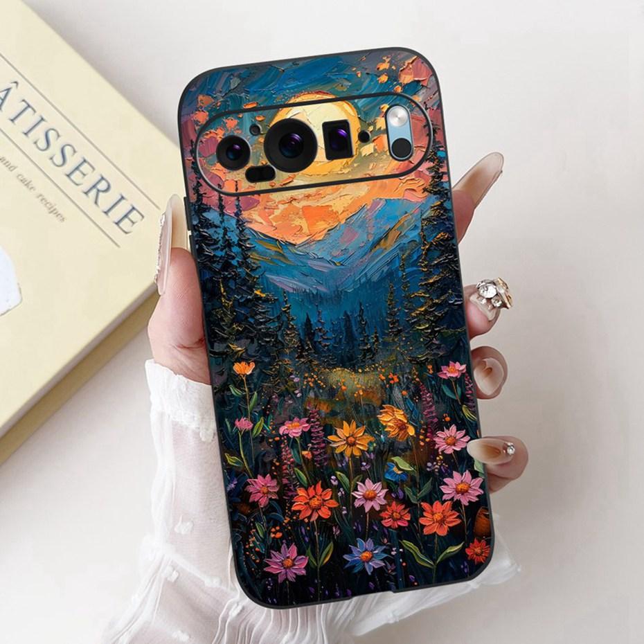 Fashion Painting Phone Case For Google Pixel 9 Pro 9A Black Silicone Soft Cover For Google Pixel9 9A 9Pro Cases Bumpers