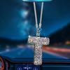 A Shape Bling Crystal Pendant Car Accessories for Women, Hanging Cute Rhinestone Rear View Mirror Accessories, Charm Interior Car Decorations for