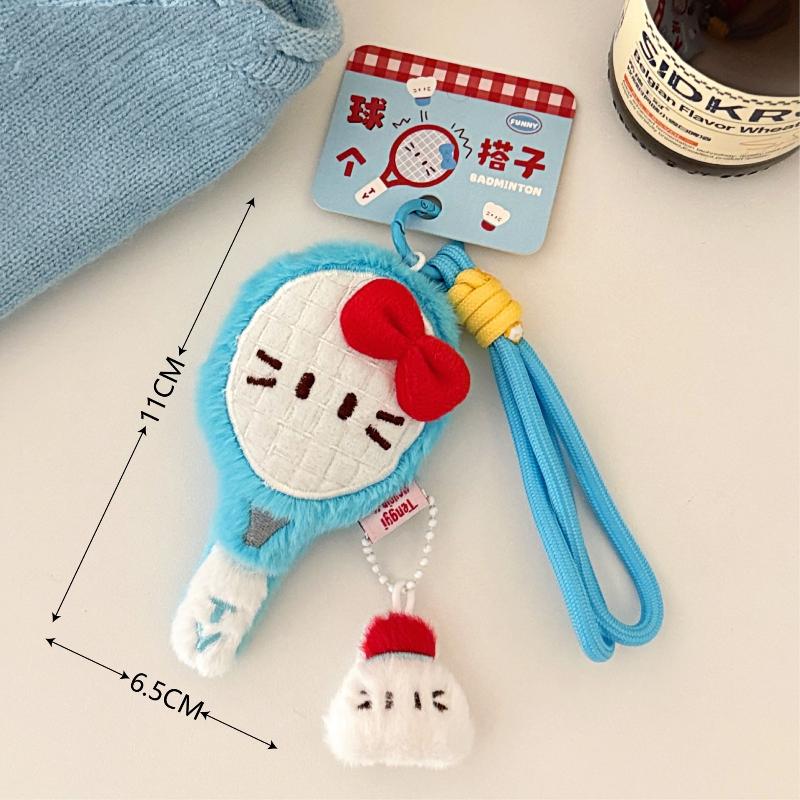 

Cute Cartoon Badminton Racket Doll Pendant Keychain Kawaii Simulation Filled Doll Backpack Decoration Pendant Accessories Gift