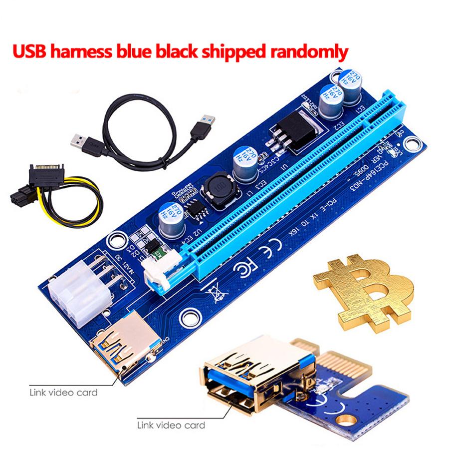 10 Sets USB 3.0 PCI-E Express 1x To 16x Extender Riser Card Adapter Power 24pin ATX Sata Power Cable and 60cm Gold USB 3.0 Quality Cable