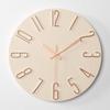Customizable Silent Quartz Wood Grain Wall Clock with Pantone Colors for Living Room