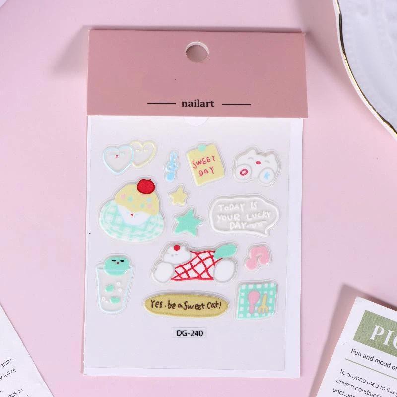 Cute Cartoon 3D Cat Dogs Crystal Epoxy Resin Stickers Kawaii Diy Journal Sticker For Mobile Phone Laptop Decor