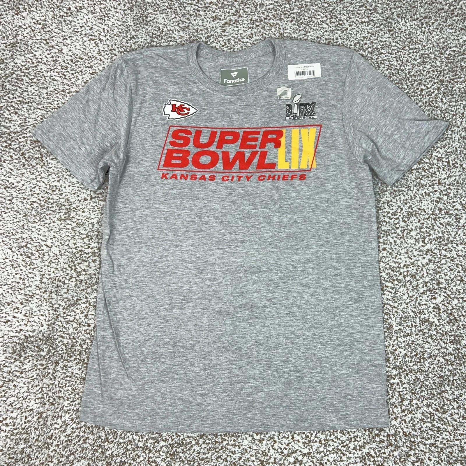 Kansas City Chiefs Shirt Mens Medium Gray NFL Football Super Bowl LIX Fanatics M