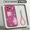 Flowers Fruits Print Lanyard Case For iPhone 18 Pro Max Shockproof Bumper Soft Silicone Cover For iPhone 17 16 15 14 13 Pro Max 17E