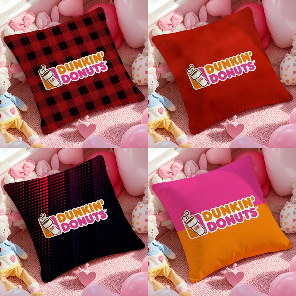 Dunkin' Donuts Cushion Cover Anti-dustmite Pillowcase Invisible Zipper Silky Short Plush Sofa Cushion Cover