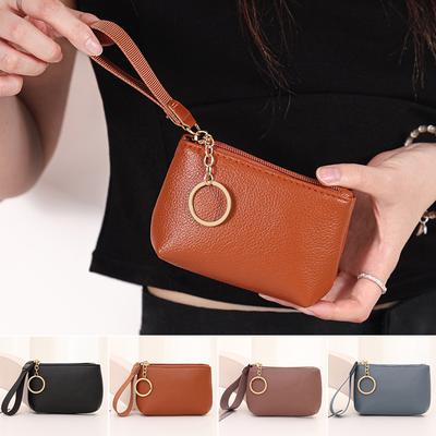 New Multifunctional Wallet Zipper Solid Color Clutch Bags PU Leather Coin Bag