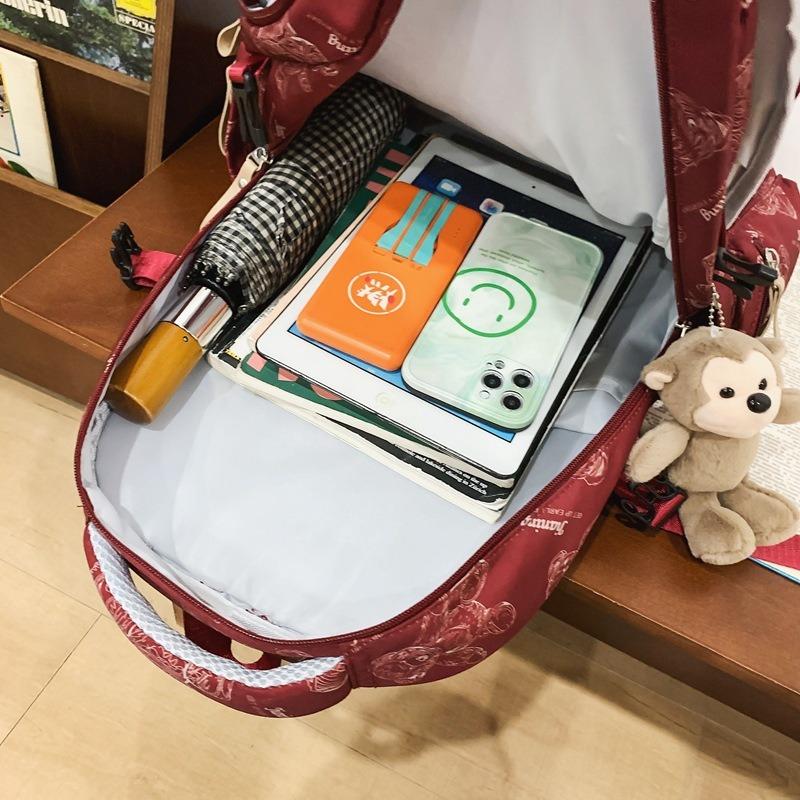 Wind bear schoolbag female junior high school student large capacity backpack college student cool light backpack