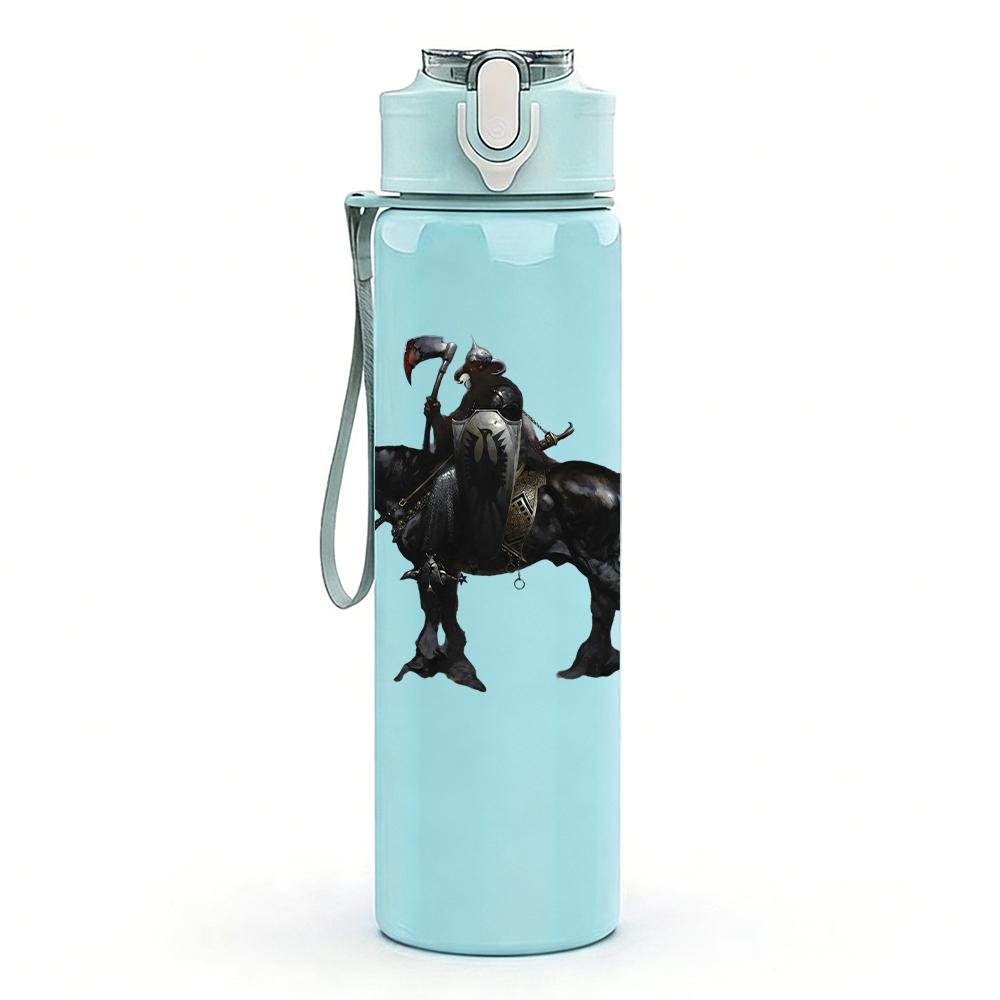 1PC Horse western dark silhouette print 750ml colorful plastic sports water bottle leakproof pop up lid with straw for outdoor work home use