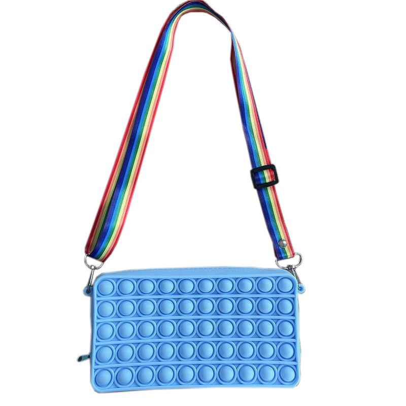 Stylish Pop It Shoulder Bag For Stationery And Phone Storage With Stress Relief Blue
