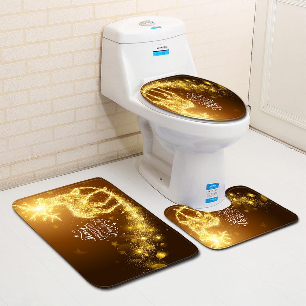 Christmas Bathroom Floor Mat Toilet Three-Piece Set