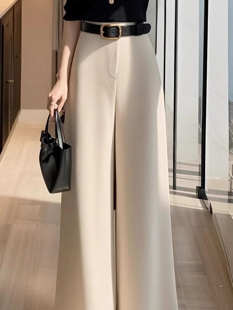 High Waist Beige Slimming Loose Casual Pants for Women - Spring/Autumn