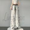 Authentic 2026 Hand-painted Graffiti Sweatpants for Women - Spring/Summer, Elastic Waist, Curved Leg, Casual Drawstring Fit
