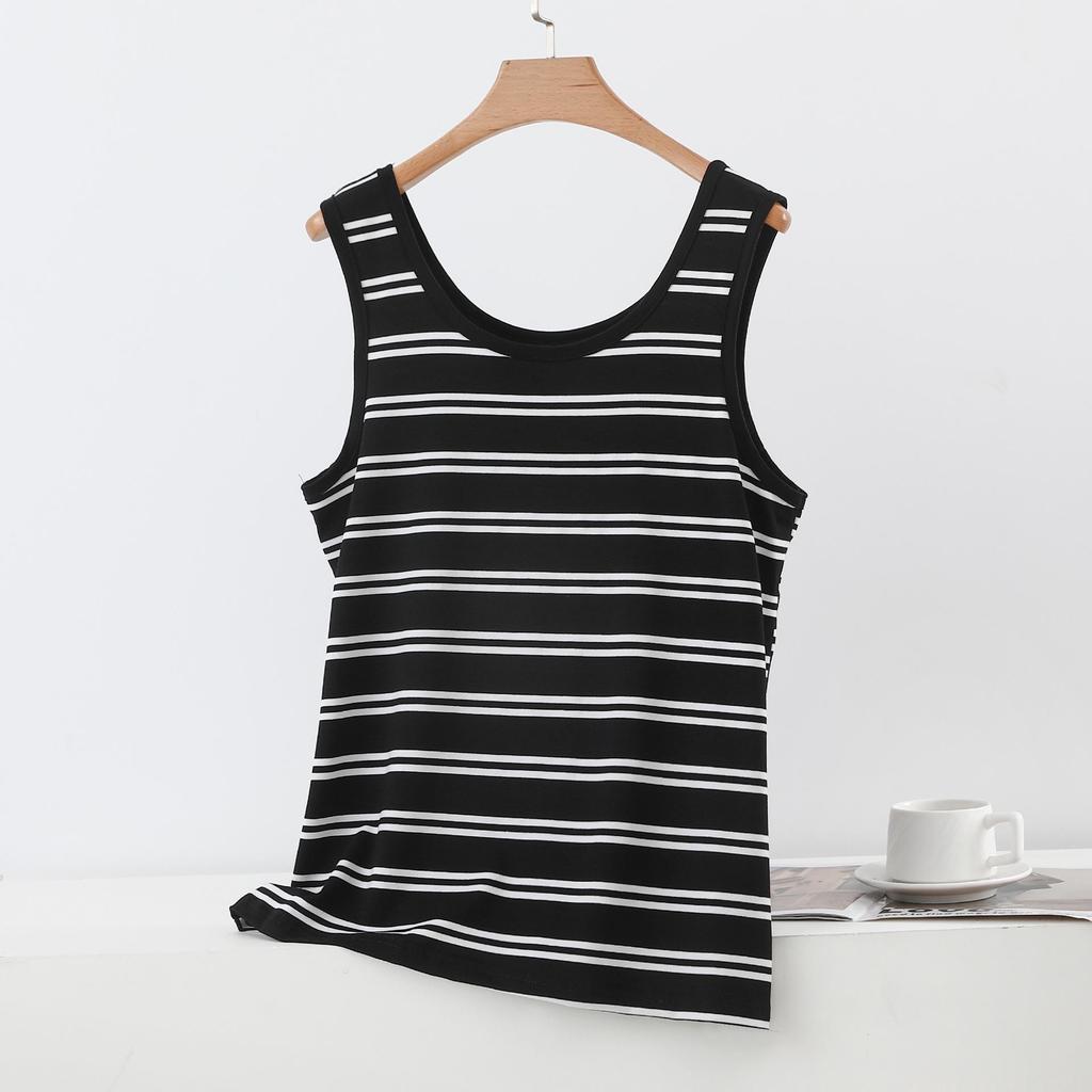 Striped Sleeveless Women's U-Neck Tank Top - Wide Shoulder Modal Camisole 2026 Summer Edition