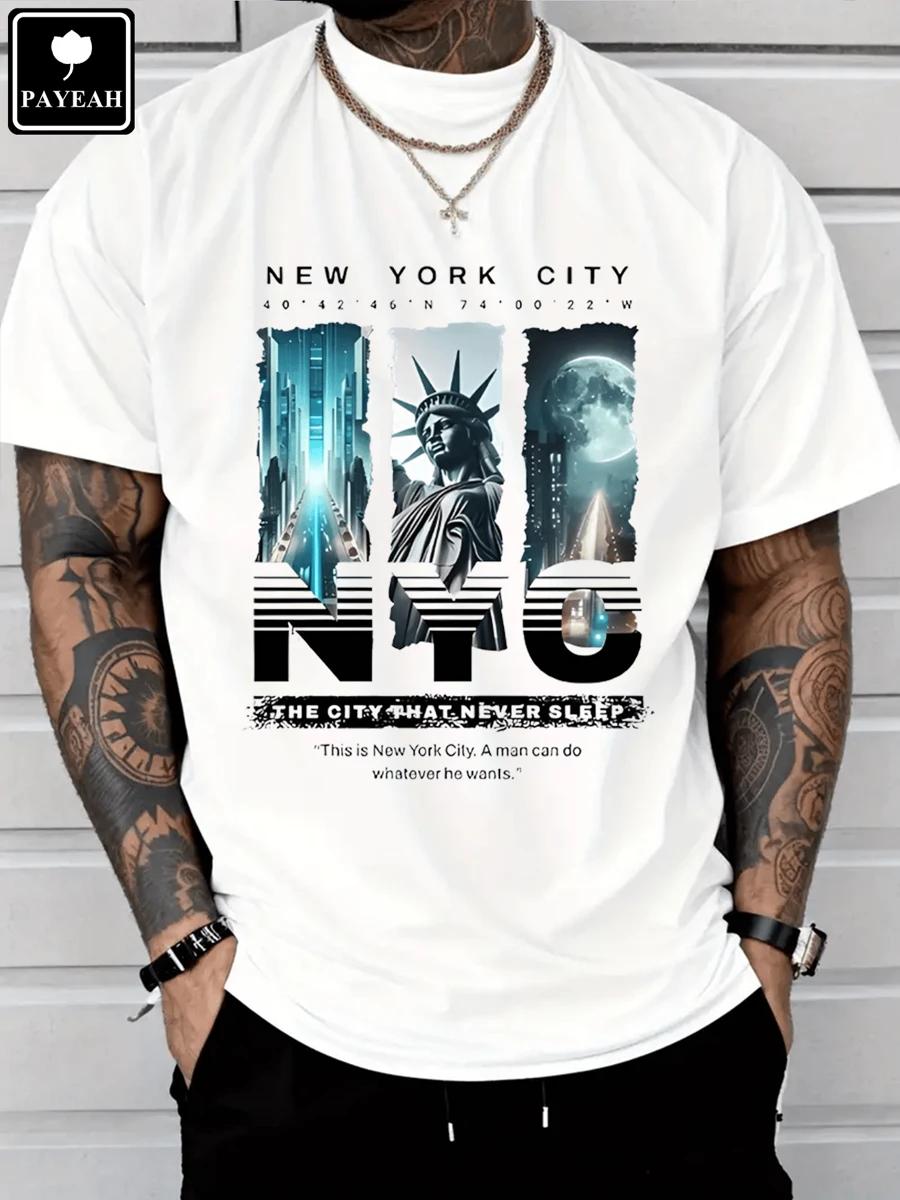 

PAYEAH New York Sky Freedom Graphic Print T-Shirt Unisex T-Shirt XL