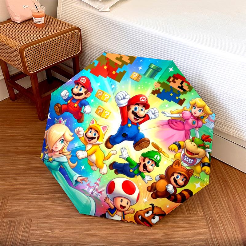 1PC Automatic Folding Umbrella Super Mario Pattern 8 Ribs Portable Foldable Travel Umbrella Christmas Birthday Gift разноцветный