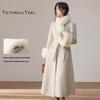 Women's Long Wool Coat with Fox Fur Collar