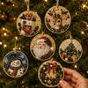 6 PCS Wooden Christmas Ornaments DIY Pearl Art Kit with Pearls - Special Shaped Gems Jute Hemp Rope for Hanging - 3D Diamond Art Holiday Tree