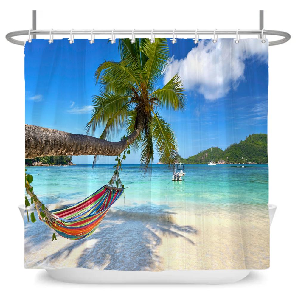 ocean beach shell Print bathroom waterproof shower curtain shower curtain modern polyster home decor bathroom curtain with hooks