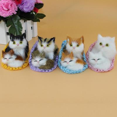 Lovely Cat Slippers Plush Kids Toy Simulation Animal Ornament Craft Xmas Gift