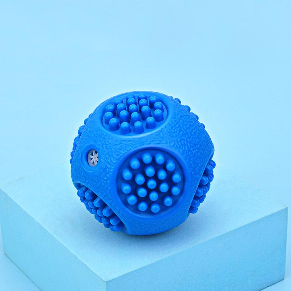 Dog Chew Squeaky Ball with Teeth - Durable, Teeth Cleaning Toy for Puppies & Large Dogs, Elastic Self-Playing