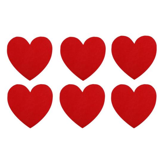 Yousheng 6 Pcs Valentine's Day Felt Coasters Red Pink Love Heart Drink Coasters for Valentine's Day Birthday Wedding Engagement Party Table Decoration