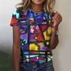 3D Women's Clothing Pattern Holiday Color Casual Short Sleeved Printed T-shirt Party Daily Summer Shirt