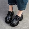 GKTINOO Retro Genuine Leather Thick Sole Pumps 2025 Spring New British Style Women's Round Toe Platform Shoes