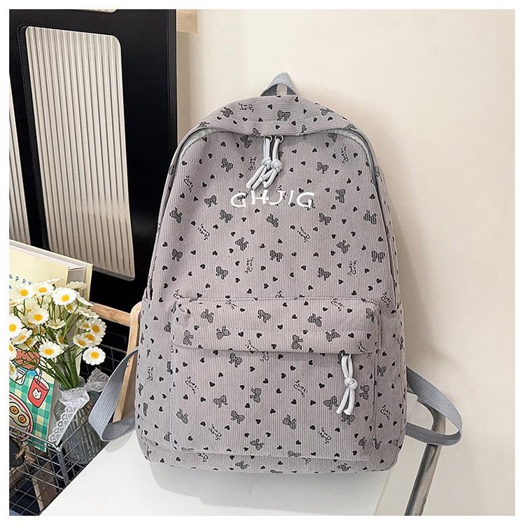 Schoolbag Corduroy Autumn and Winter New Large Capacity Backpack Student Class Commuter Versatile School Bag Going Out Travel Backpack Female