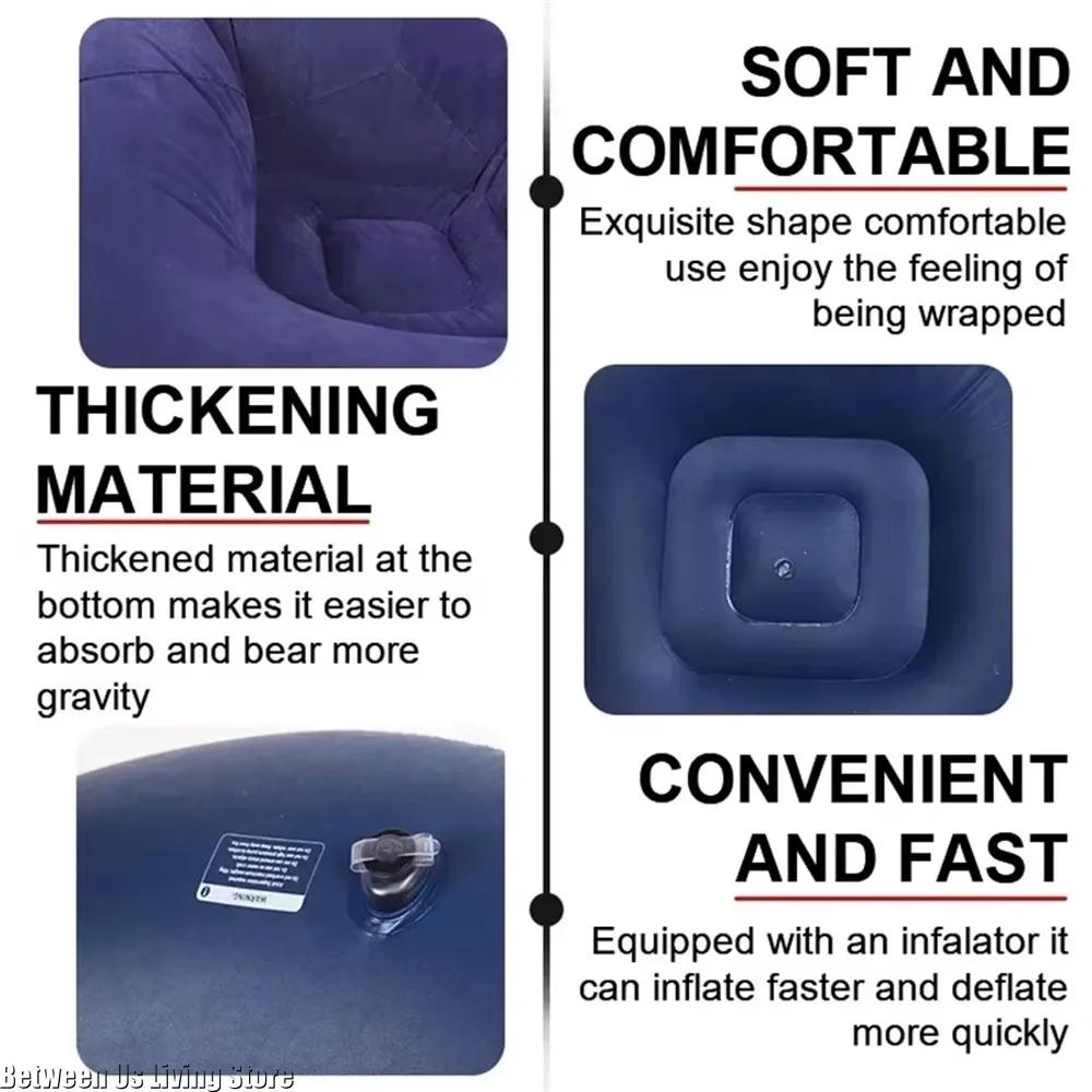 GGE Large Lazy Inflatable Sofa Chair - PVC Flocked Lounger Bean Bag Couch Tatami for Living Room & Outdoor Camping