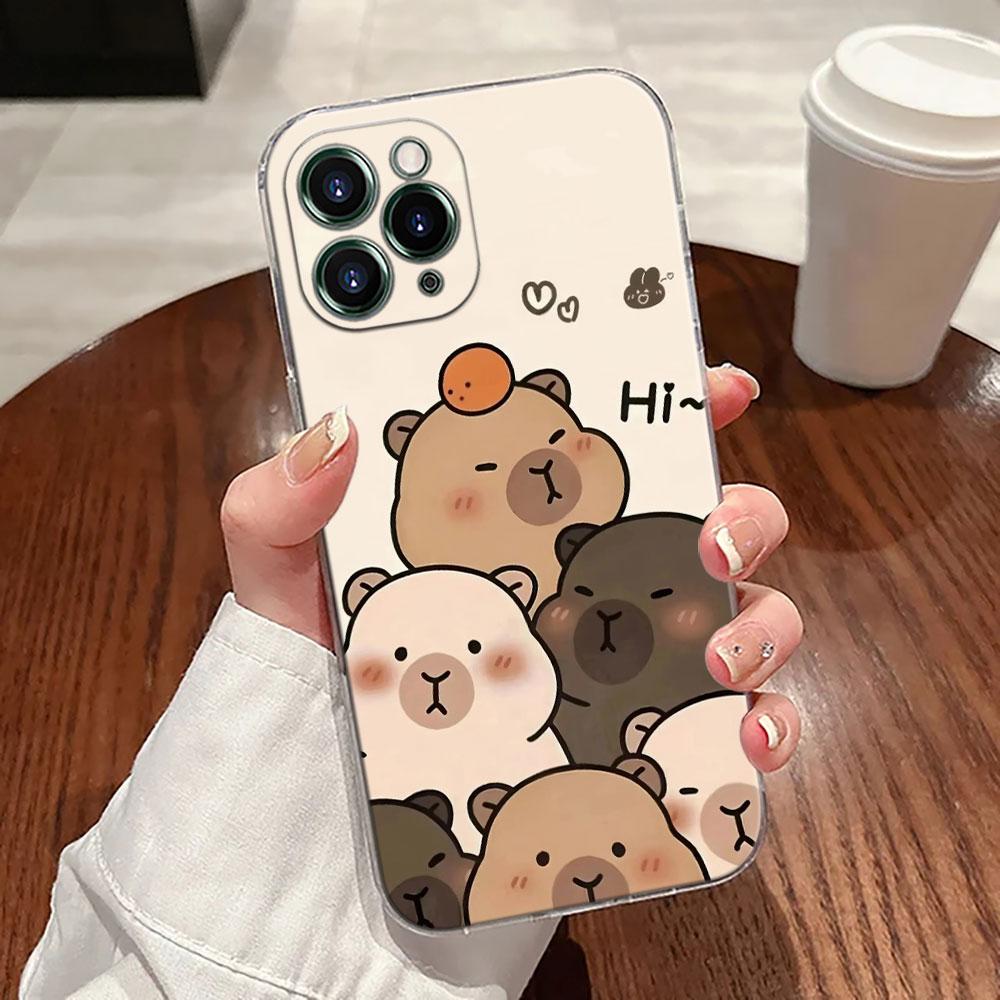 Capybara Cute Transparent Case For Apple iPhone 17 16 15 14 13 12 11 Pro Max 16 Plus 16E 17Air 17Pro Phone Cover Silicone Funda