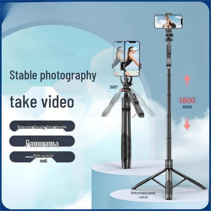 Mobile Bluetooth Panoramic Selfie Stick & Auto Pop-up Tripod for Photography & Live Streaming