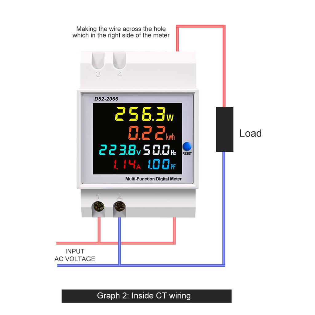 Din Rail AC Monitor 6IN1 110V 220V 380V 100A Voltage Current Power Factor Active KWH Electric Energy Frequency Meter VOLT AMP