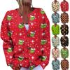 Women's Fashion Christmas Printed Long Sleeve Knitted Cardigan Button Down Jacket