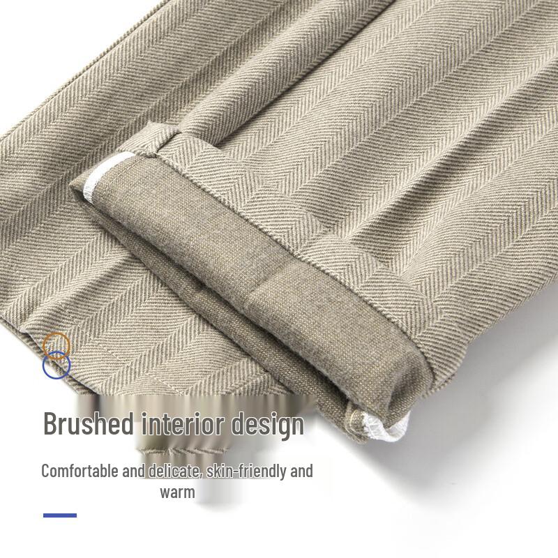 MONTAGUT Men's Autumn Striped Wool Blend Suit Trousers