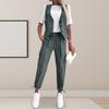2 Pcs/Set Women Vest Pants Set V Neck Sleeveless Single-breasted Waistcoat Striped High