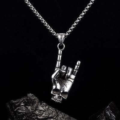 Punk Metal Rock Love You Gesture Men'S Pendant Necklace 60Cm