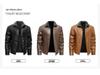 Men's Plus Size Winter Fur-Lined Leather Jacket with Lapel