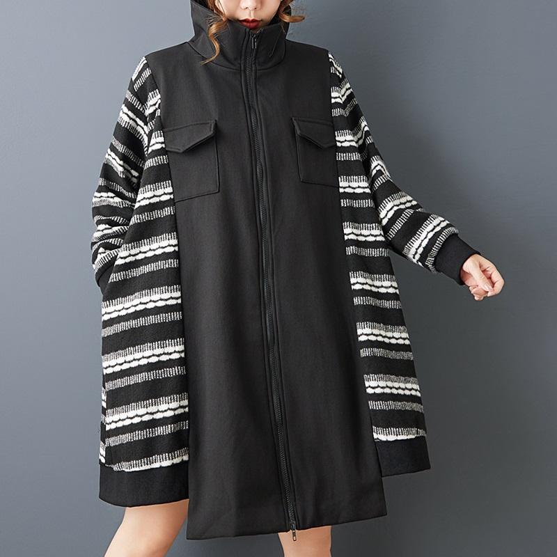 

Осень Весна оверсайз винтажный Черный Пэчворк верхняя одежда женская повседневная свободная куртка Пальто