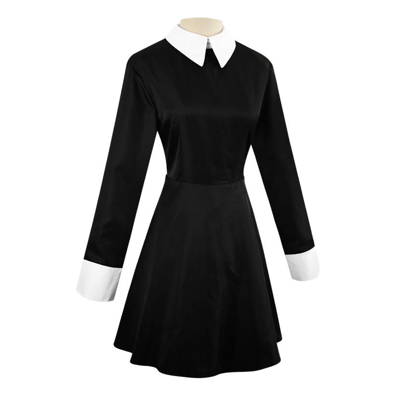 Gotycka ciemna, dopasowana damska sukienka z klapami, sweter z długim rękawem, czarna mini spódniczka Y2K sukienka na imprezę Halloween