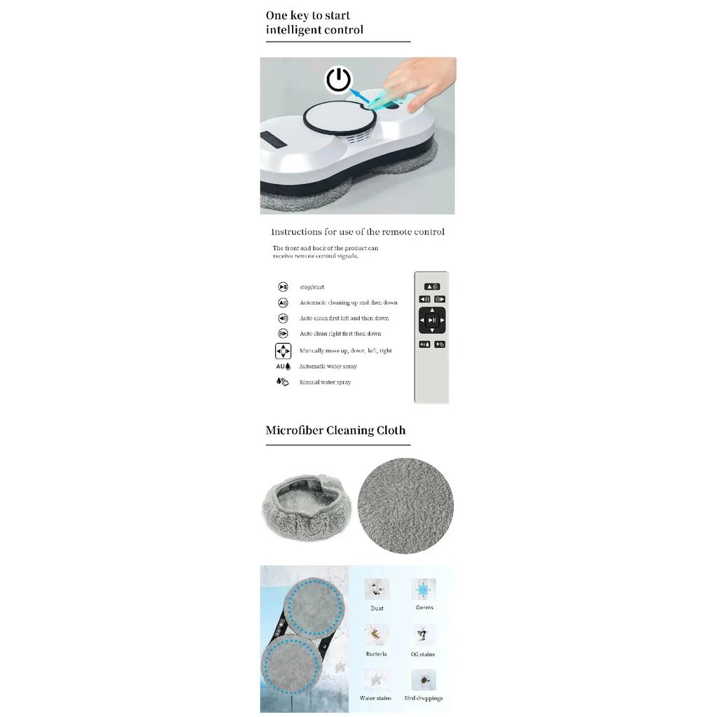 Double-sided Glass Cleaning Robot Vacuum Cleaner Water Spray Window Cleaning Robot High Suction Smart Electric Window Cleaner
