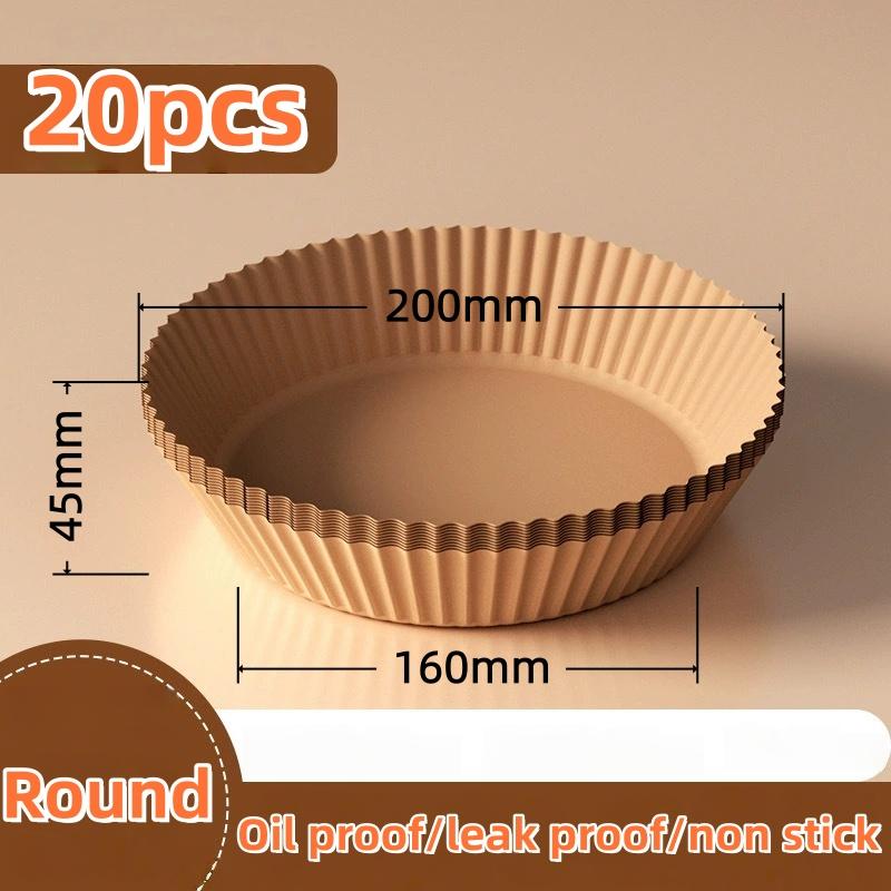 

Квадратні та круглі пергаментні вкладиші для аерофритюрниці - Масло- та водостійкий одноразовий папір 20pcs Round