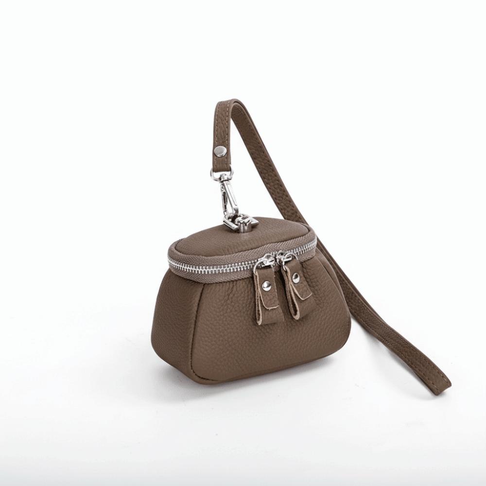 

Solid Color Hanging Neck Coin Purse Genuine Leather Lipstick Earphone Pouch Lanyard Wallet Korean Style Card Holder хакі