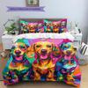 Colorful Dachshund Pattern Bedding Home Decoration Birthday Gift (1 * duvet cover + 2 * pillowcase, without core)