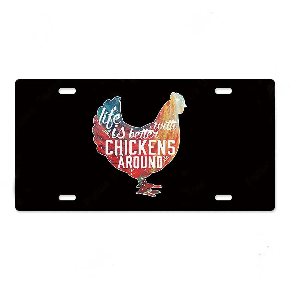 Vintage Metal Chicken Licenses Plate Signs Decor Plaque Metal Decoration for Hen House Door Farmhouse