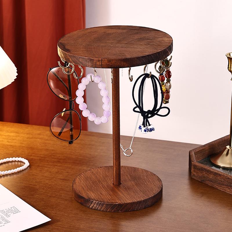 Walnut Jewelry Rack: Stylish Display Stand for Necklaces and Pendants