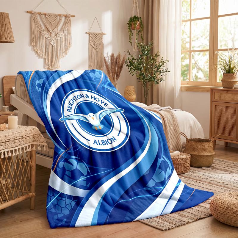 Brighton & Hove Albion Football Print Flannel Blanket Soft Warm Sofa Bed Throw Blanket For Home Office Bedroom