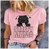 Polyester 100% Staffy Mama Cartoon Staffie Print T Shirt Women Staffordshire Bull Terrier Lover Casual Daily Basic Short Sleeve Top