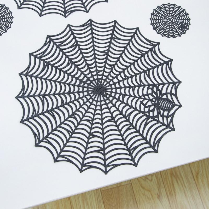 Efficient PVC Spiders Web Table Mats Halloween Theme Dining Accessories Specters Theme Dinner Party Decoration Items