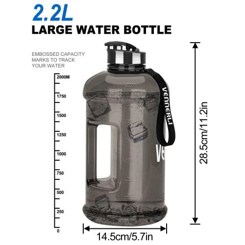VENNERLI Half Gallon Water Bottle, 2.2L Large Sports Water Bottle with Handle, 74 oz, BPA-Free Reusable Plastic Jug, Leak-Proof Hydration Bottle for G