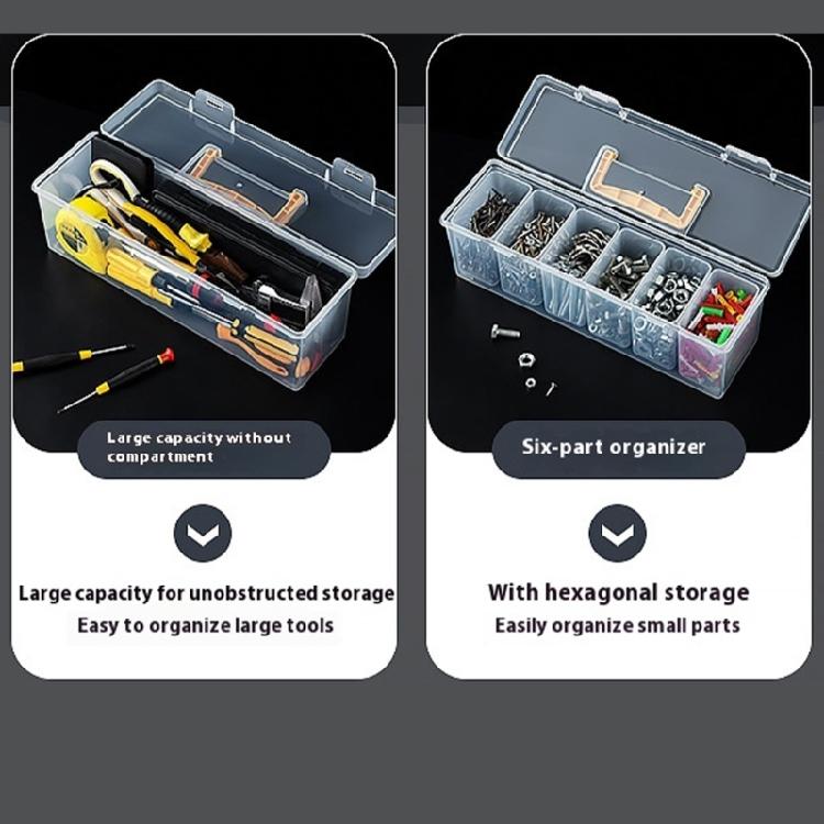 Portable Tool Storage Box with 6 Removable Sections Screws Bolts Carry Case for Home Garage Workshop Tool Organization